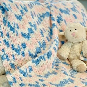 Vintage Cotton Candy Forget-Me-Not Baby Blanket